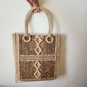 Women's handbag Brown wicker bohemian People's Republic of China purse brown tan